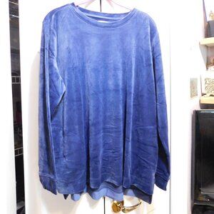 Denim & Co Blue Velour Tunic Sz L